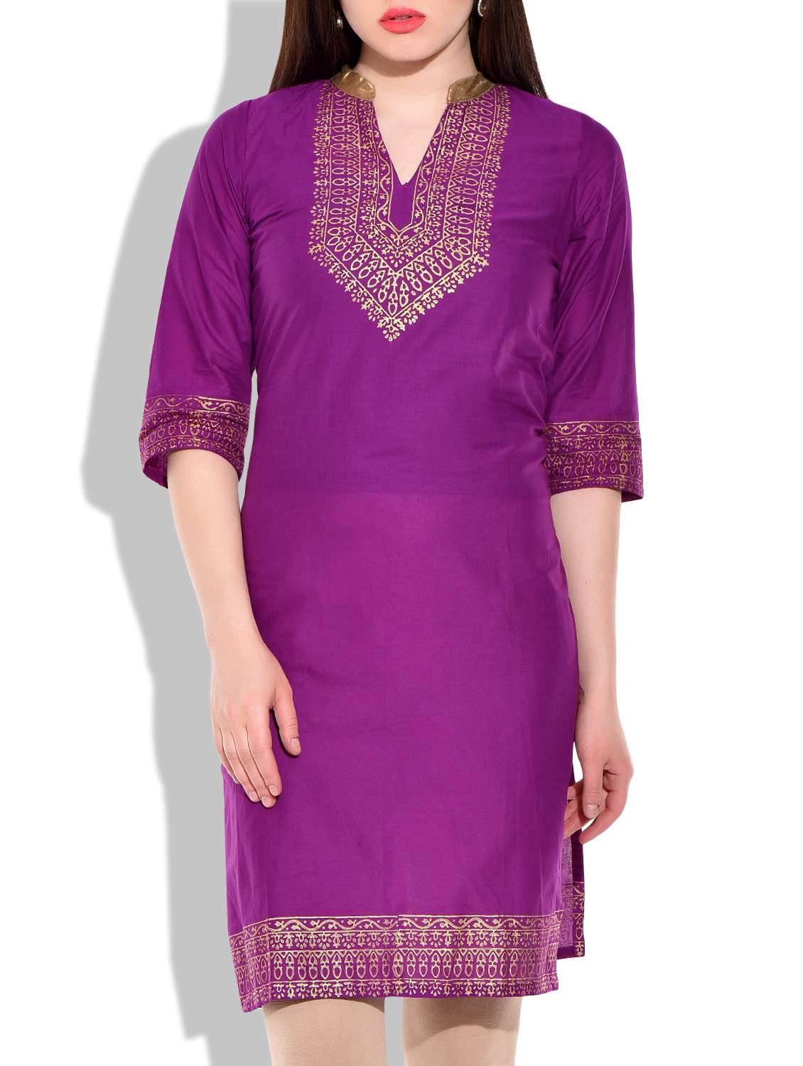purple cotton straight kurta