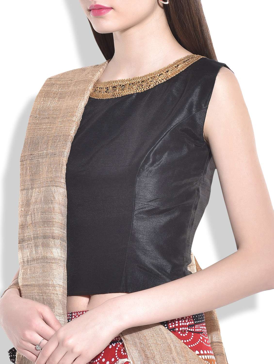 black dupion silk blouse