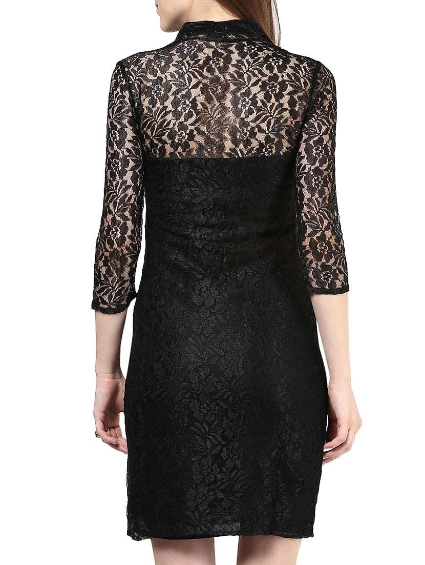 the vanca black lace detailed sheath dress - 9932807 - Standard Image - 2