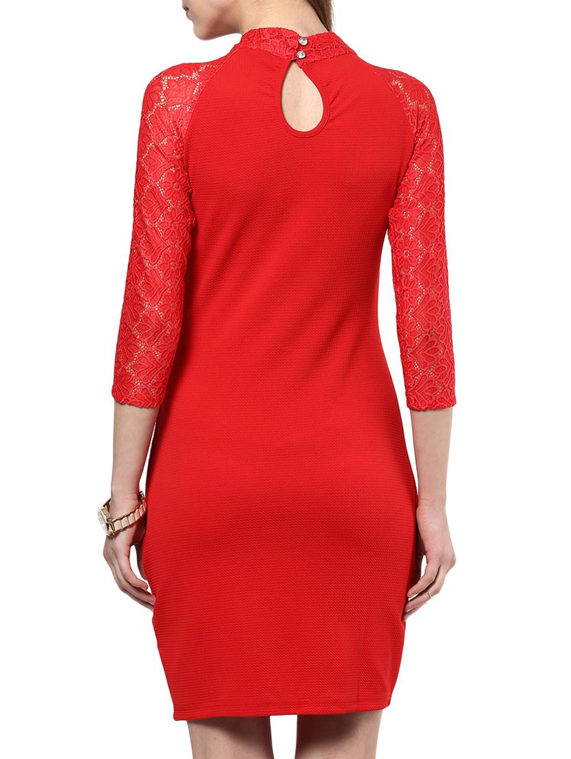 the vanca fiery red lace bodycon dress - 9932813 - Standard Image - 2