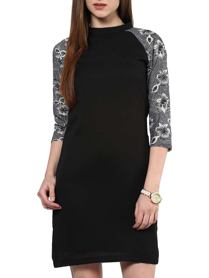 the vanca monochrome floral print sheath dress