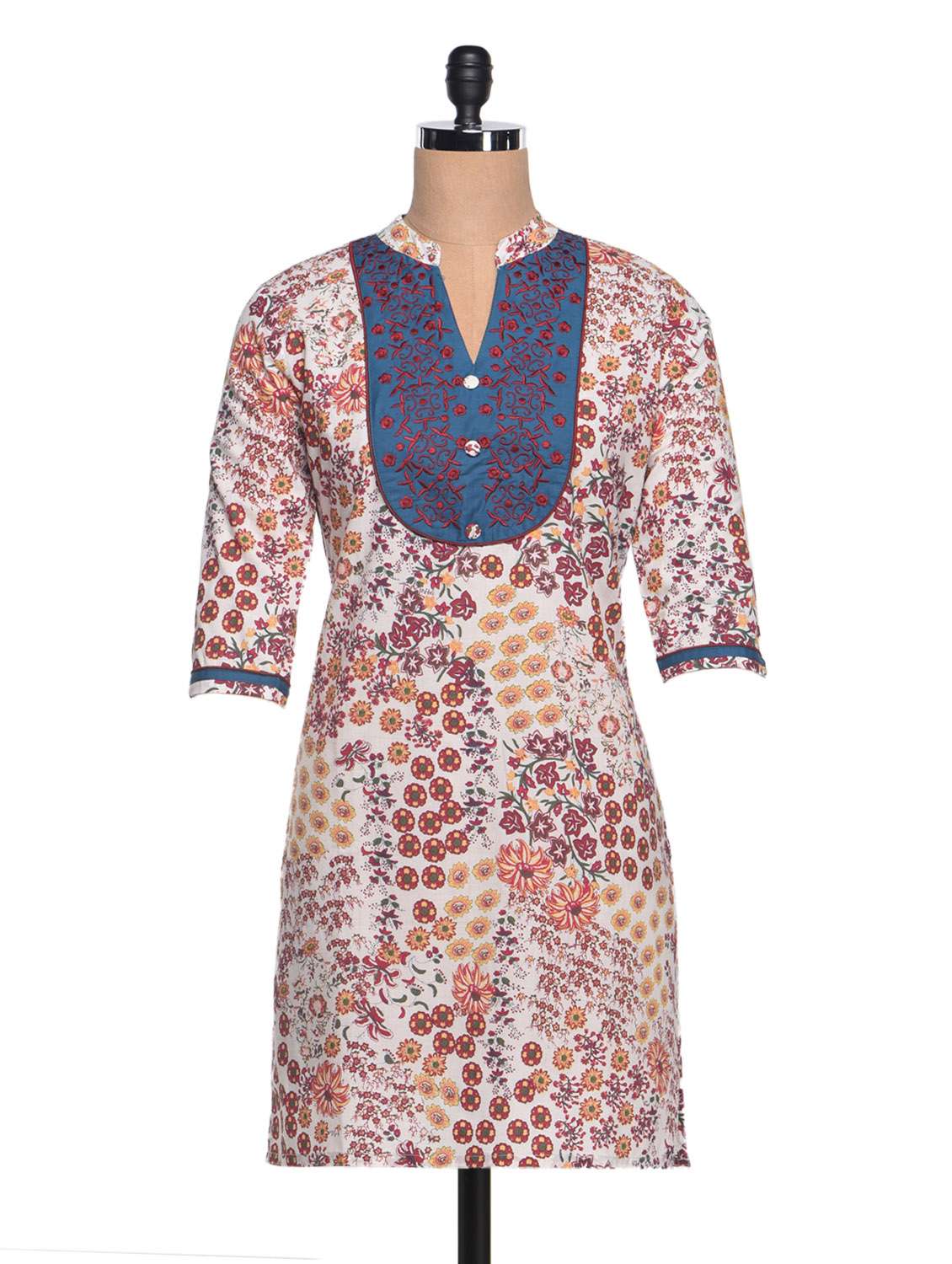 blue cotton straight kurta