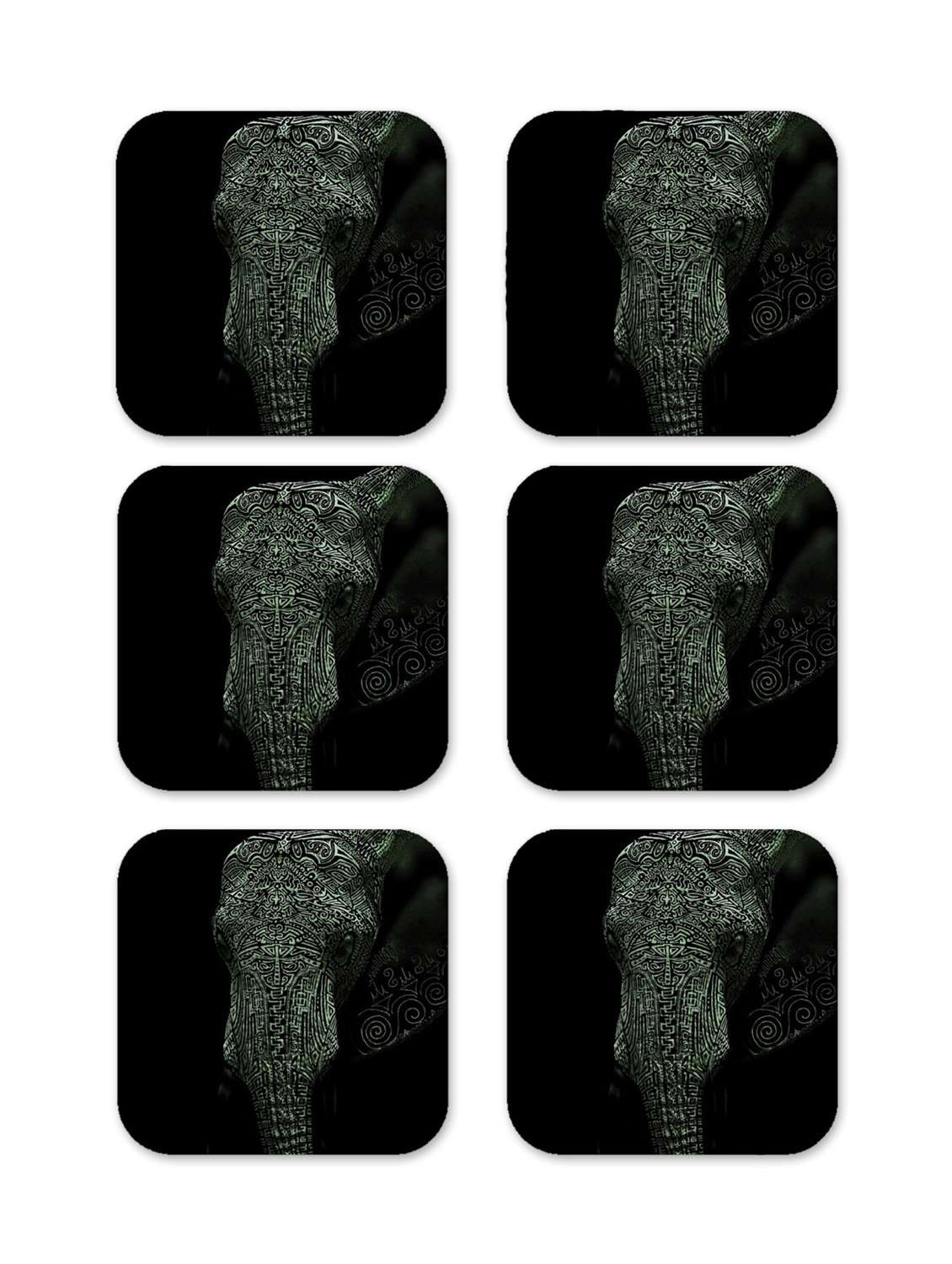 elephant wooden coaster-set of 6