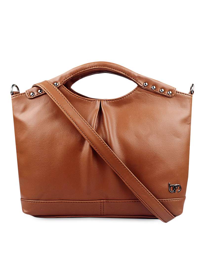 tan leatherette handbag with sling