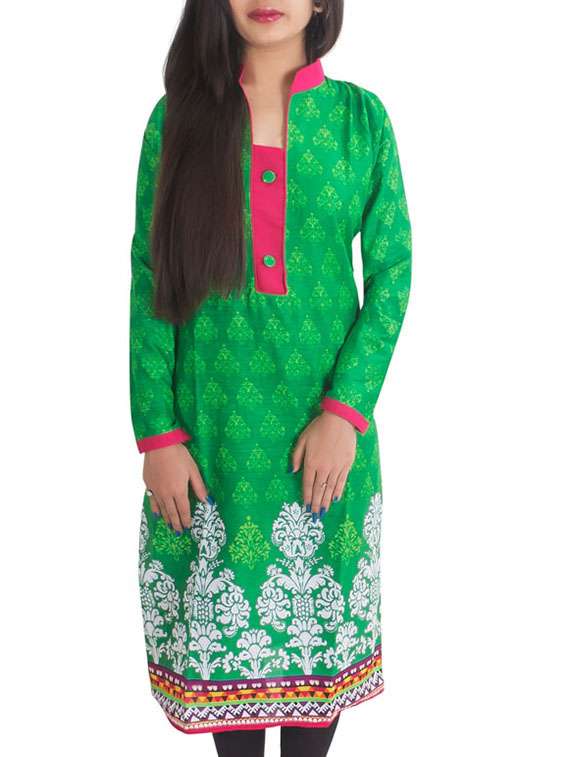 green, white cotton straight kurta